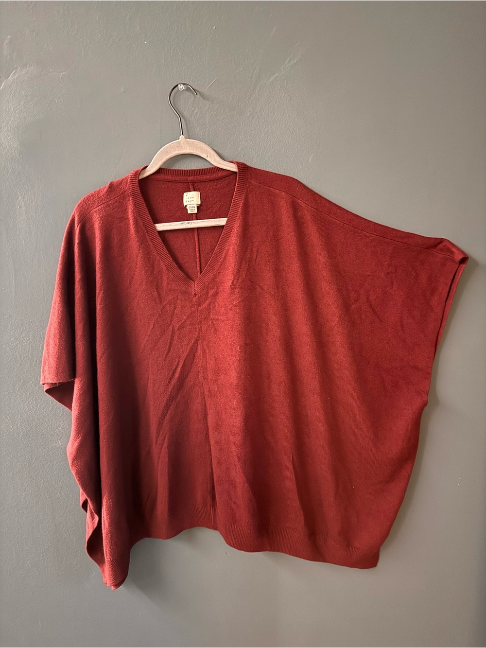 Soft V-Neck Dolman Sweater Top - Burgundy